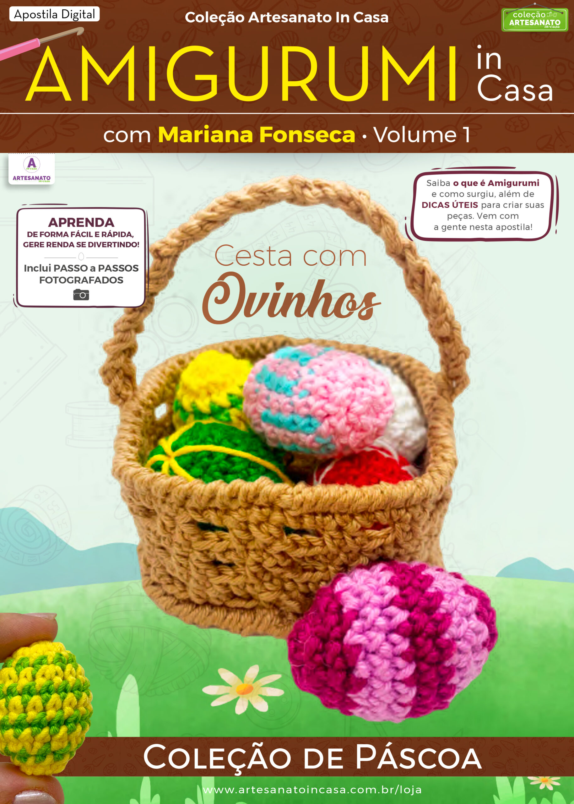 Apostila Digital – AMIGURUMI In Casa com Mariana Fonseca – Cesta com Ovinhos