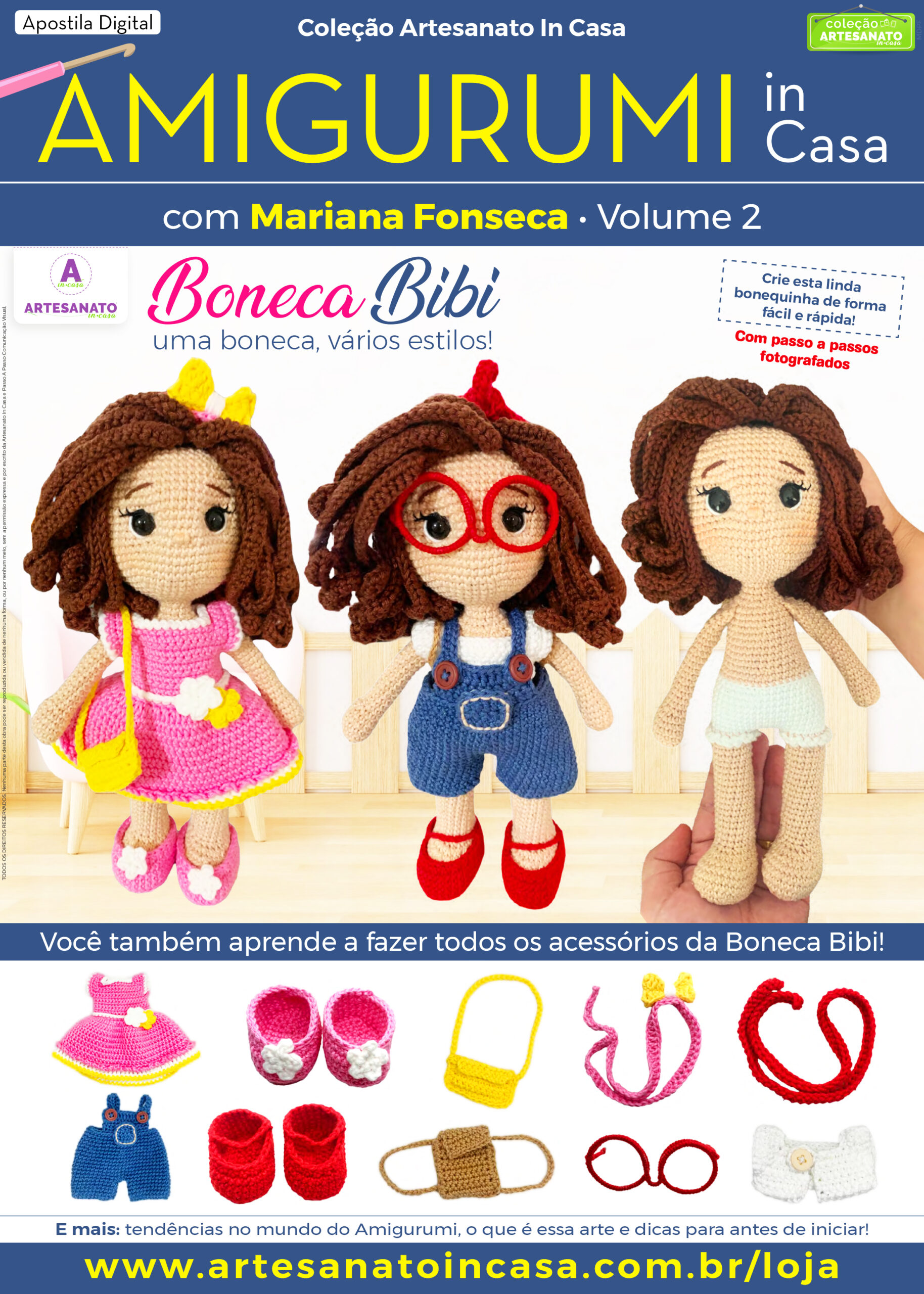 Apostila Digital – Amigurumi In Casa com Mariana Fonseca Vol.02 – Boneca Bibi e Acessórios