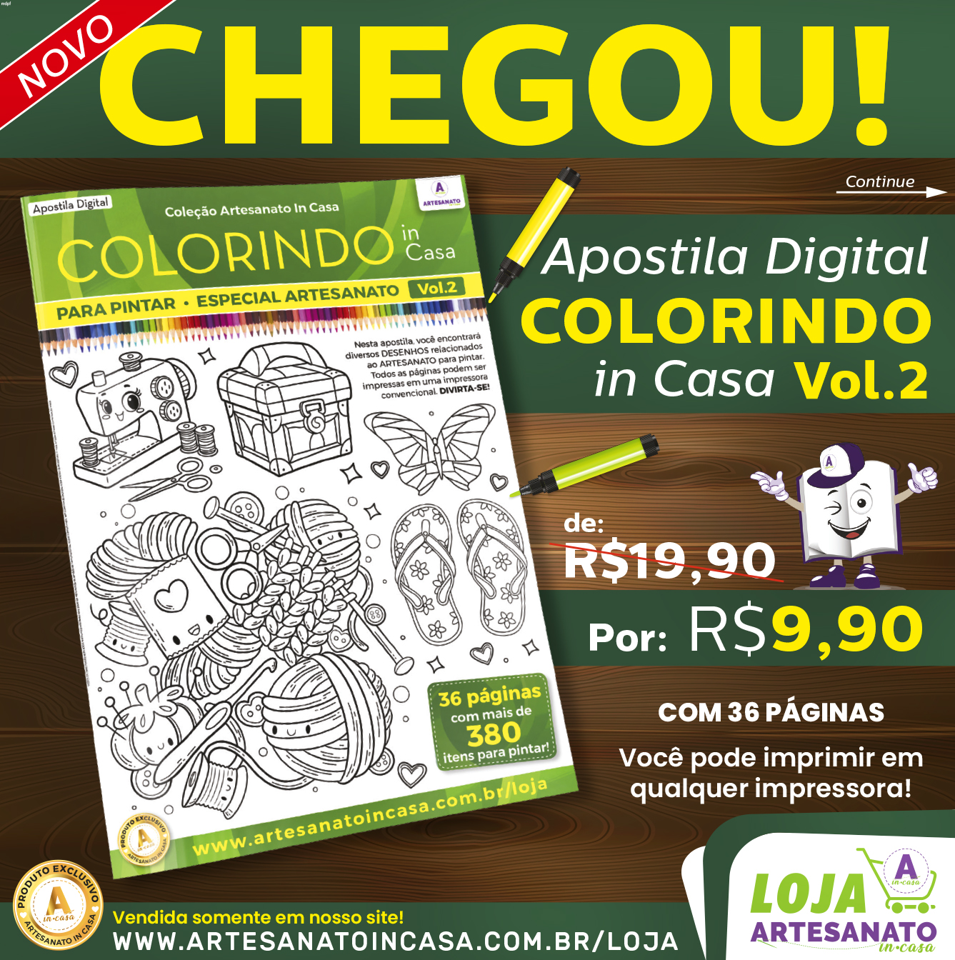 Apostila Digital COLORINDO in Casa Vol. 2 – Tema Artesanato