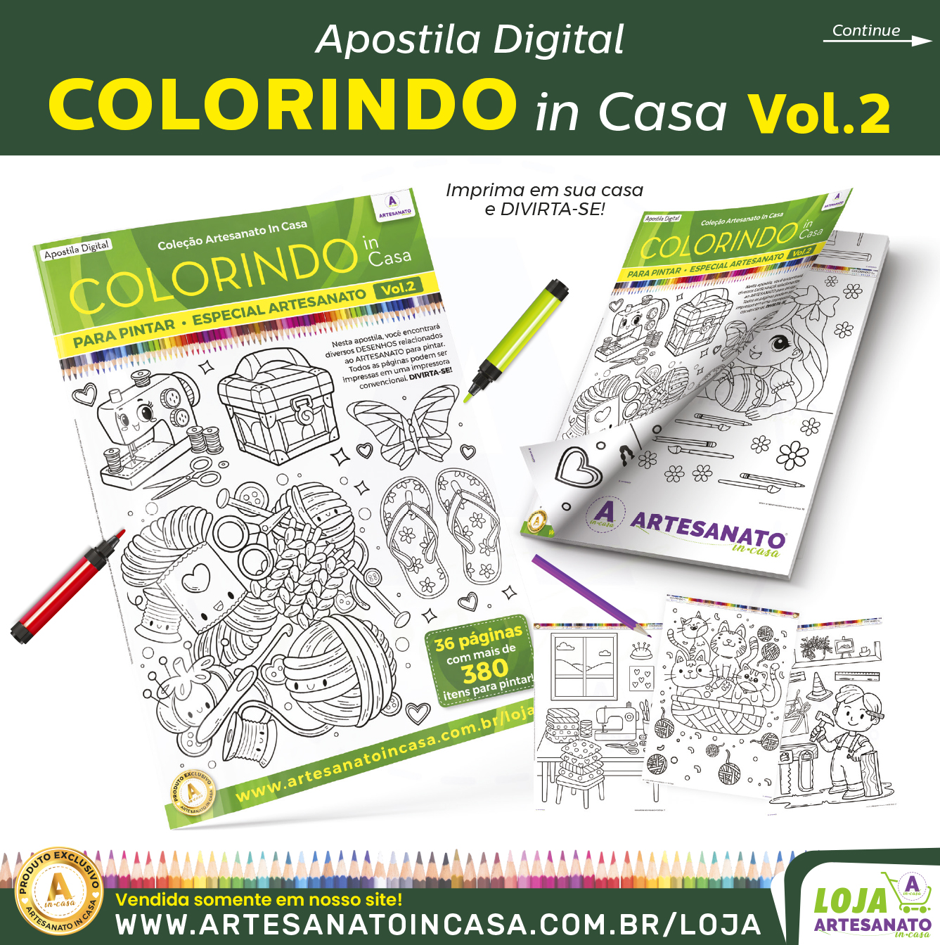 Apostila Digital COLORINDO in Casa Vol. 2 – Tema Artesanato - Imagem 2
